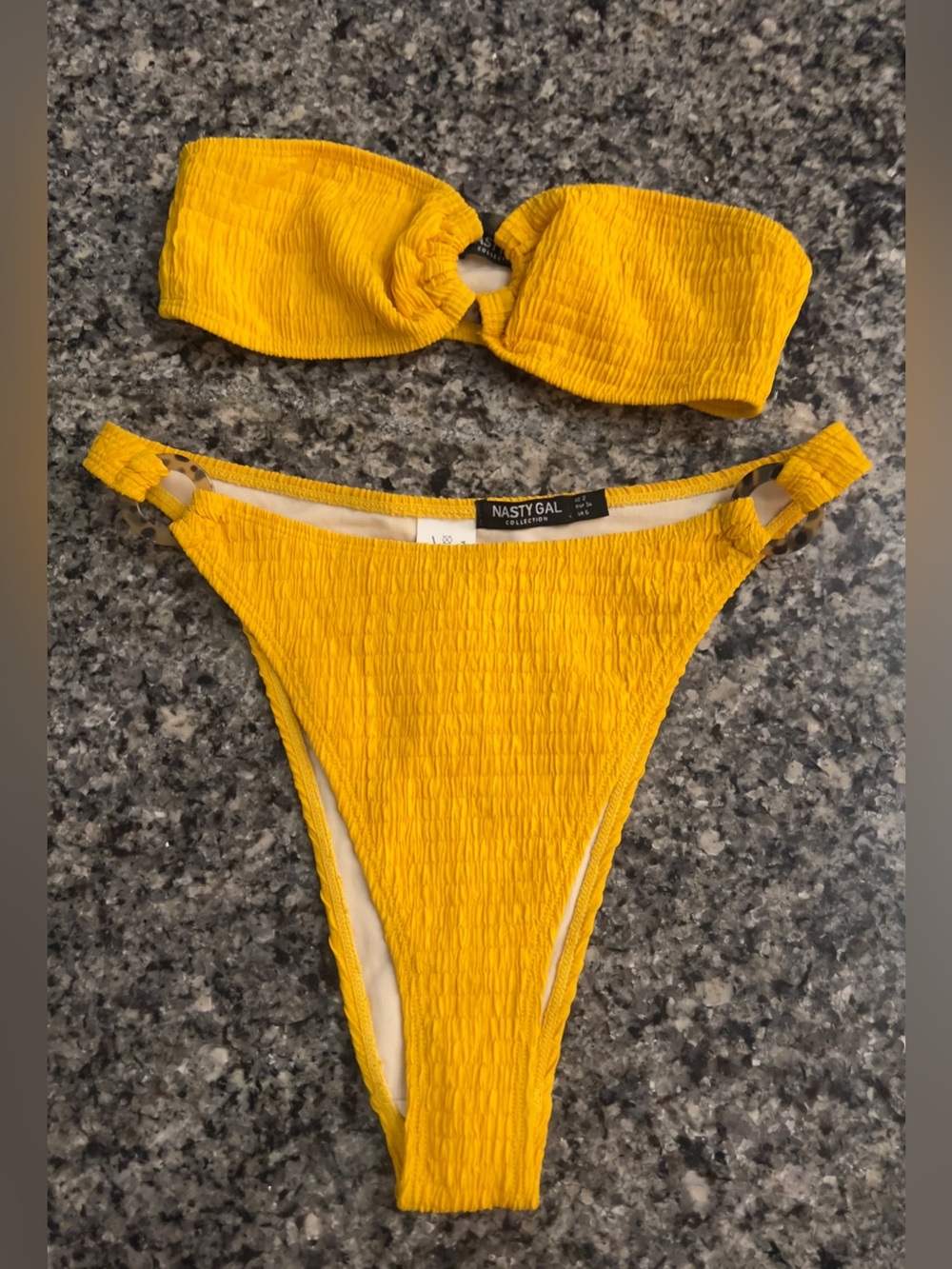 Nasty Gal Yellow High Waist Bandanna Bikini Set. Sz 2